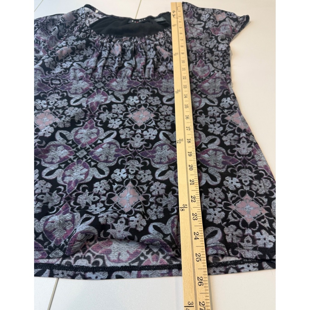 Axcess Y2K Mesh Top Women Size S Black Purple Mesh Whimsigoth Dark Romance - Picture 9 of 9